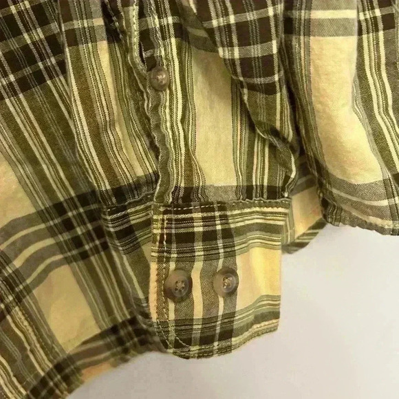 Eddie Bauer Button Up Men's Shirt Relaxed Fit Plaid Long Sleeve Yellow Size XL - Picture 6 of 6